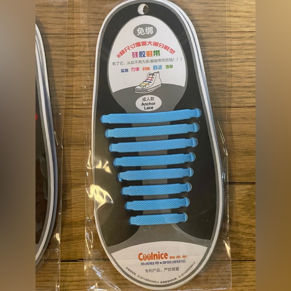 Set of 2 pairs COOLNICE Silicone No Tie Shoelaces for Adults / Red and Blue - Picture 3 of 6